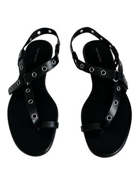 Tory Burch eyelet toe ring sandals in black size 9.5